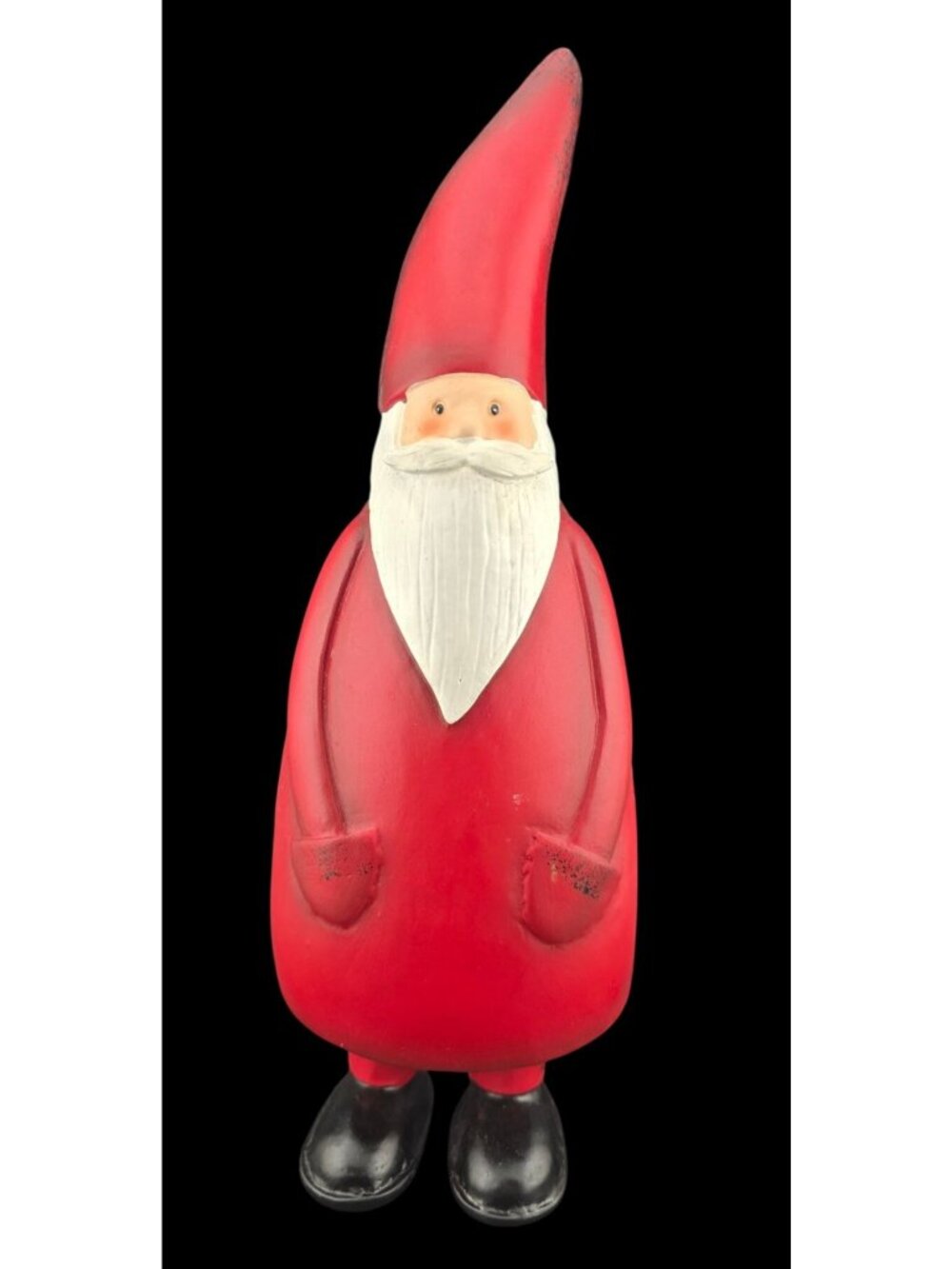 Hand-Painted Santa Figurine With Tall Red Hat - 11 In. Tall - Christmas Decor